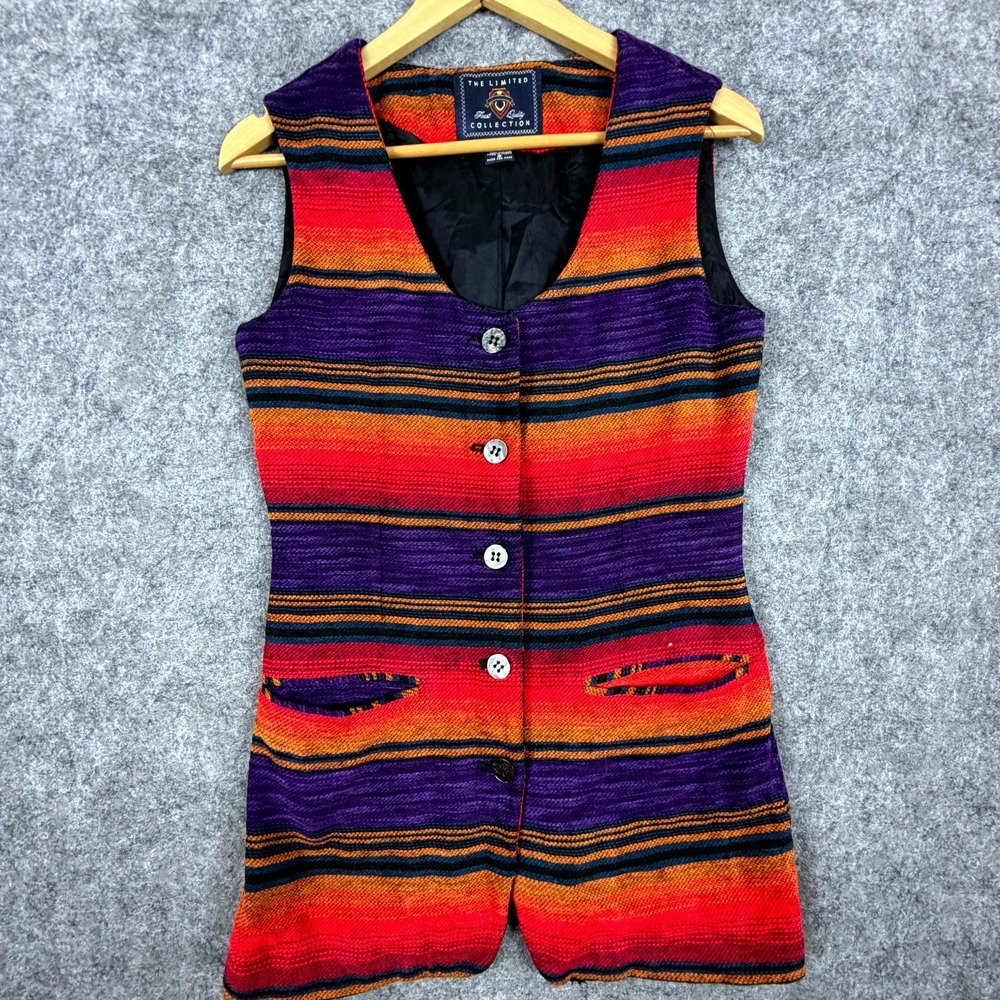 Vintage The‎ Limited Collection Vest Womens Small Orange Purple Southwestern